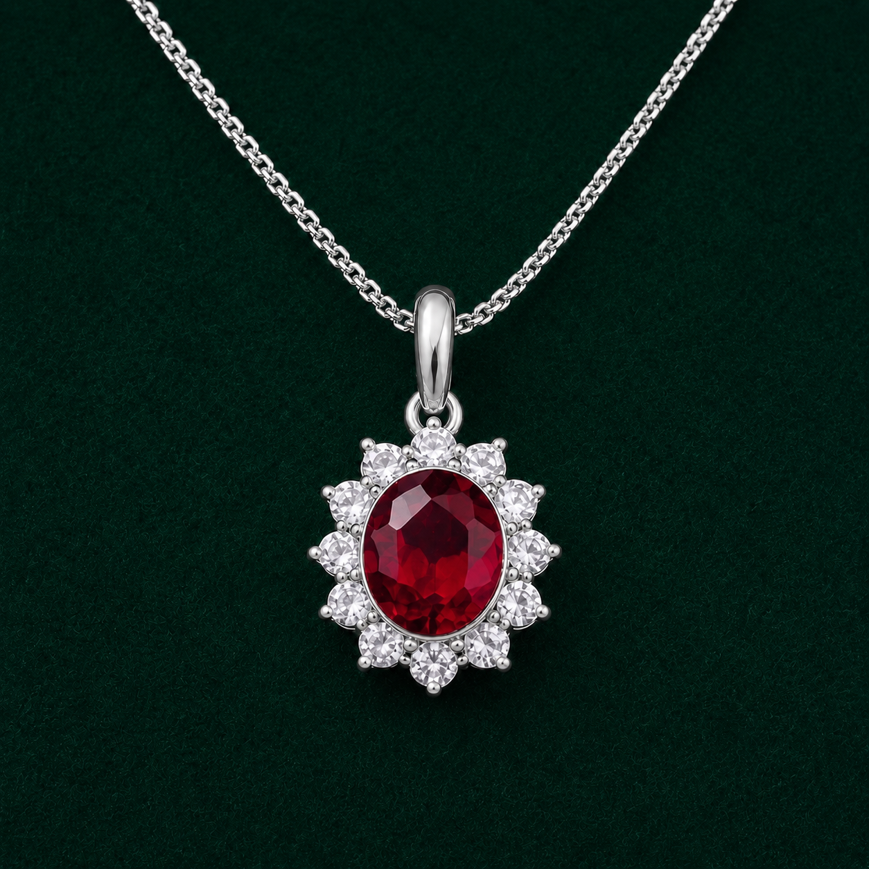 Collar Roseta Con Rubí y diamantes